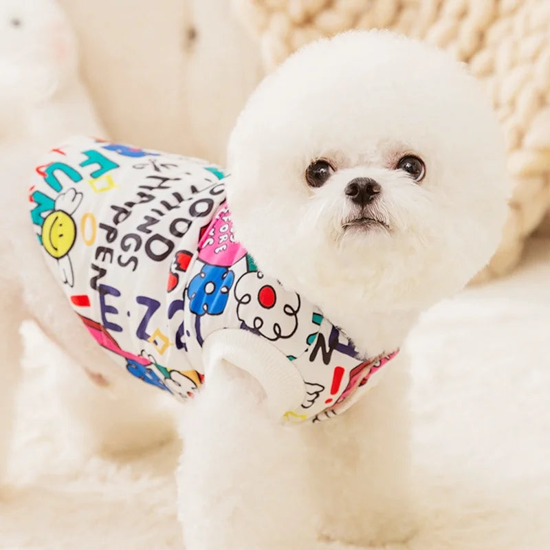 Cartoon Print Puffer Vest