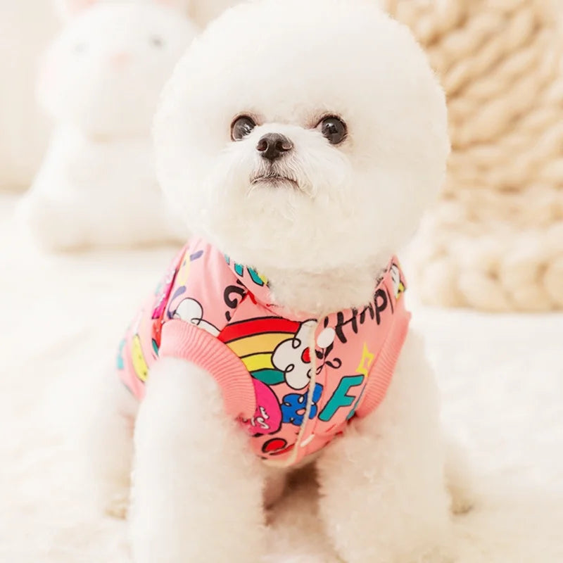 Cartoon Print Puffer Vest