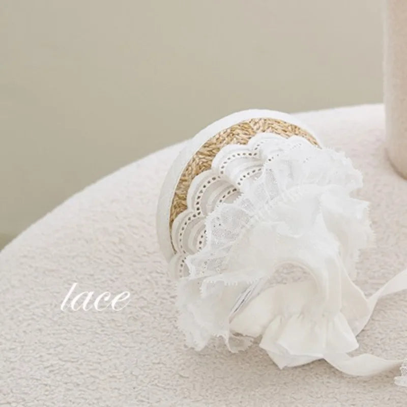 Lace Straw Sun Visor