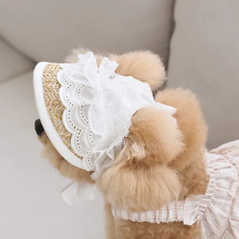Lace Straw Sun Visor