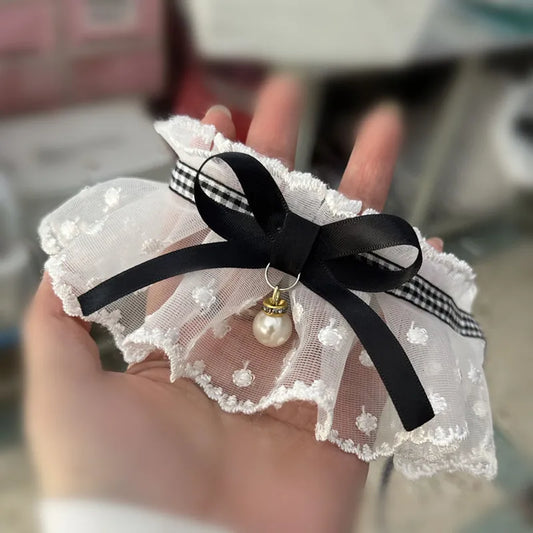 White Lace Neck Tie Bib