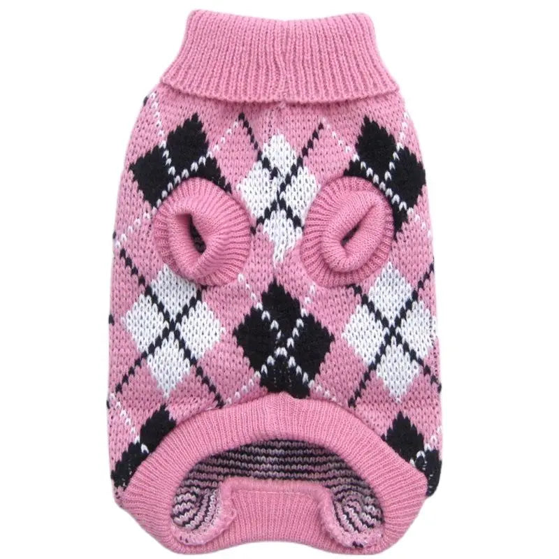Argyle Turtleneck Knit Sweater